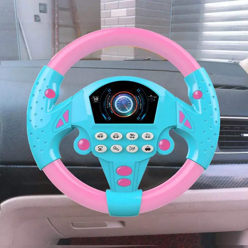 Kids Steering Wheel Toy Electric Simulation Car Driving Toy With Sound And Light Kids Early Educational Stroller Vocal Toys