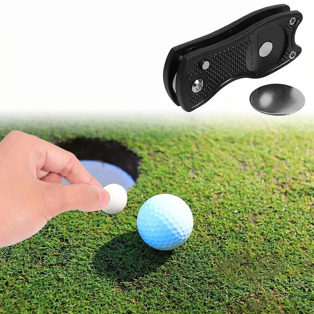 Outdoor Golf Divot Repair Tool Folding Pitch Fork Aluminum Alloy Green Turf Maintenance Accessory Portable Golf Supplies