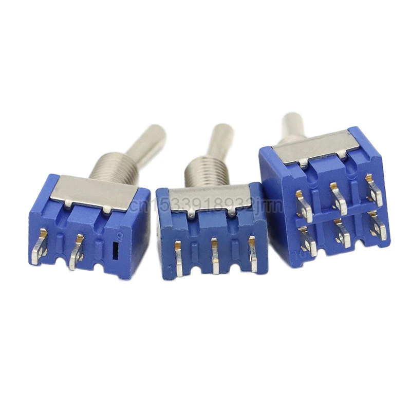 5Pcs Dark Blue Toggle Switch ON-OFF-ON / ON-OFF 3Pin 6Pin 3 Position Latching MTS-103 MTS-102 AC 125V/6A 250V/3A Waterproof Cap