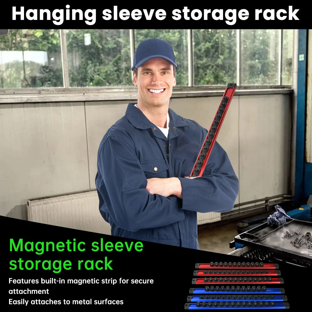 360 ° قطب حامل المقبس المغناطيسي المنظم الثقيلة سبائك الألومنيوم رف ل 1/2 "1/4" 3/8 "محرك مآخذ أداة التخزين #3