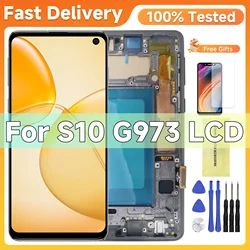 TFT Quality For Samsung S10 G973F/DS G973U G973 SM-G973 LCD Display Touch Screen with Frame, For Galaxy S10 LCD