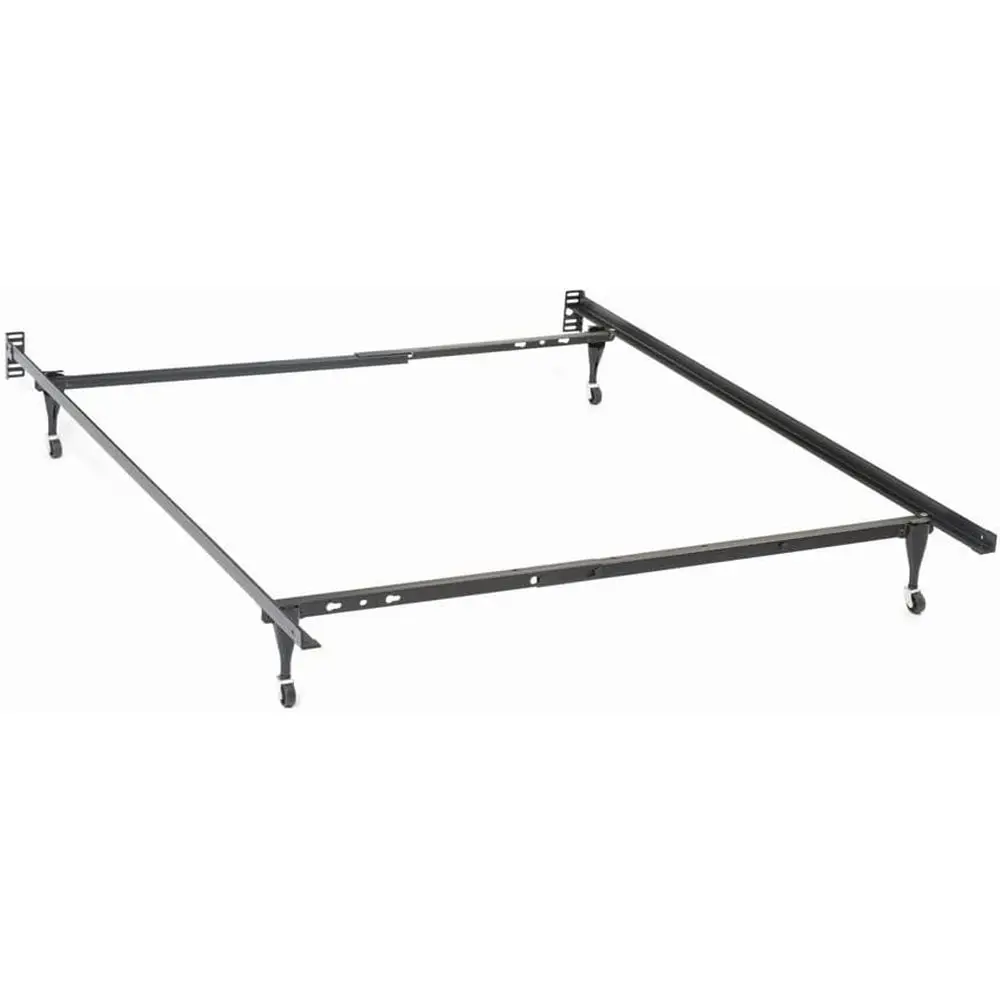 Modernes Metallbett mit Rollen, verstellbar, 2-Zoll-Stütze, Schwarz, Twin- oder Full-Size