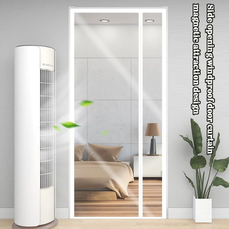 Side opening magnetic air conditioning partition door curtain,automatically closes,household oil fume isolation transparent film