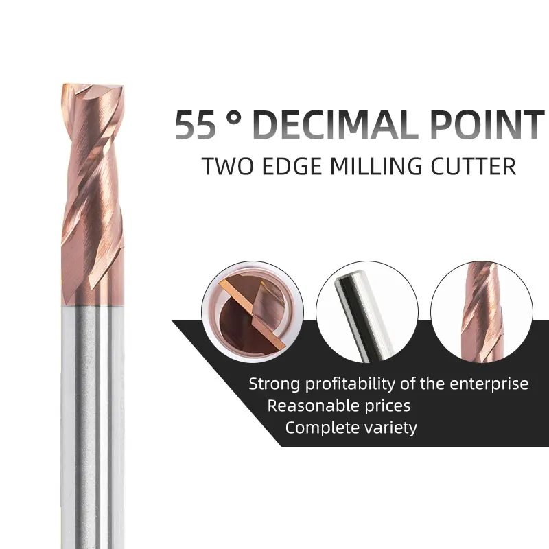 CR Carbide Decimal Point End Mill HRC551.1-15mm 2 Flutes HRC55 Milling Cutter Cutting Iron Cutter CNC End Mill