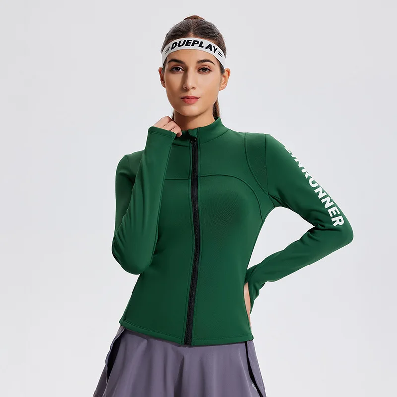 Elastic Comfort Long Sleeve Women's Running Shirt for All-Day Wear Thermal Insulated Puffer Warm Fleece Full Zip Gym T Shirt