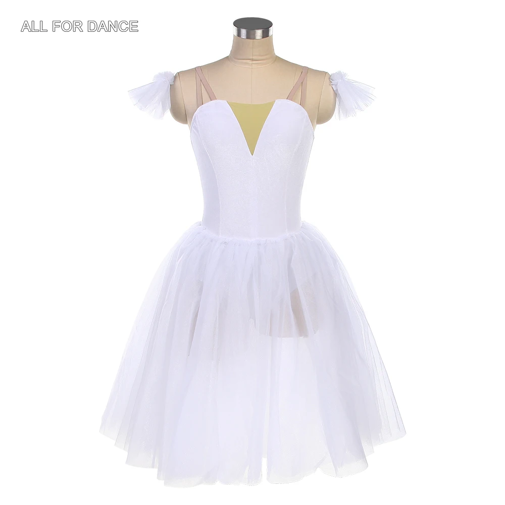 

20137 White Camisole Ballet Dance Tutu Velvet Leotard Dress with Layers of Soft Tulle Romantic Tutus Performance Costume