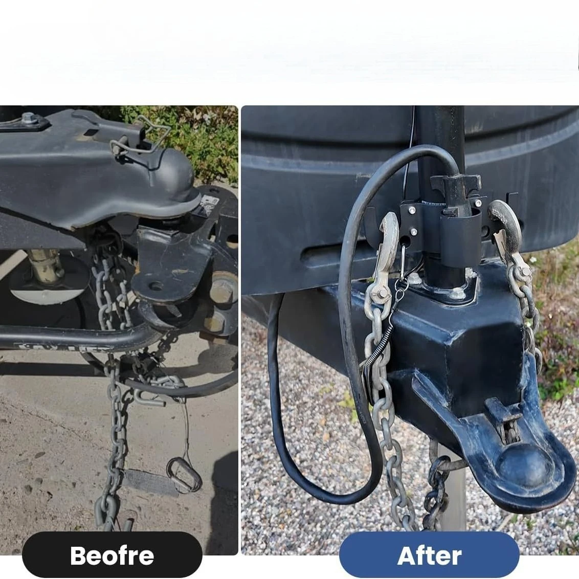 Trailer Traction Chain Finisher with 7-Way Jack Stand - Durable RV Tongue Accessories