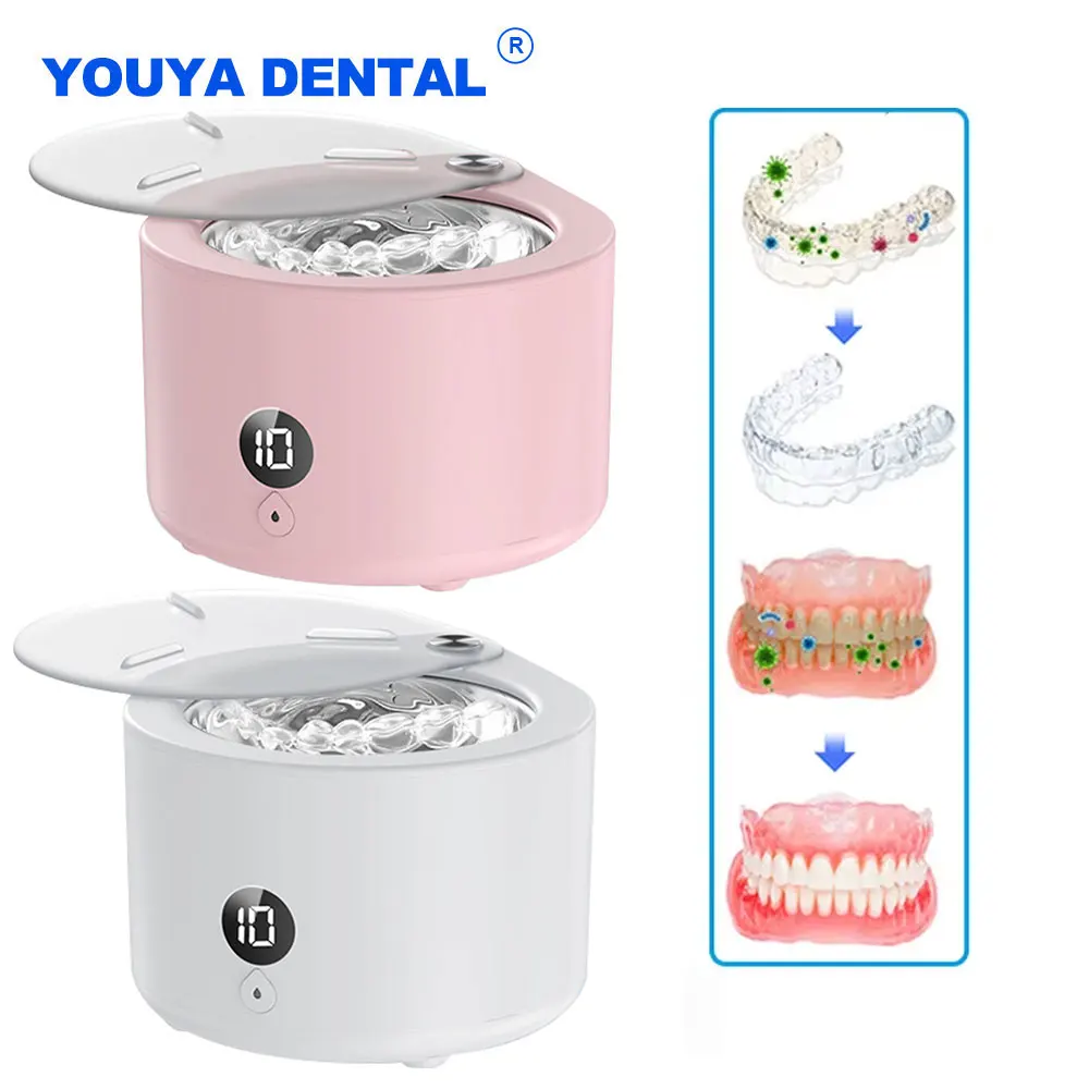 Portable Ultrasonic Retainer Cleaner Dentures Cleaning Machine for Jewelry Orthodontic Braces False Teeth Mouth Guard Cleaner