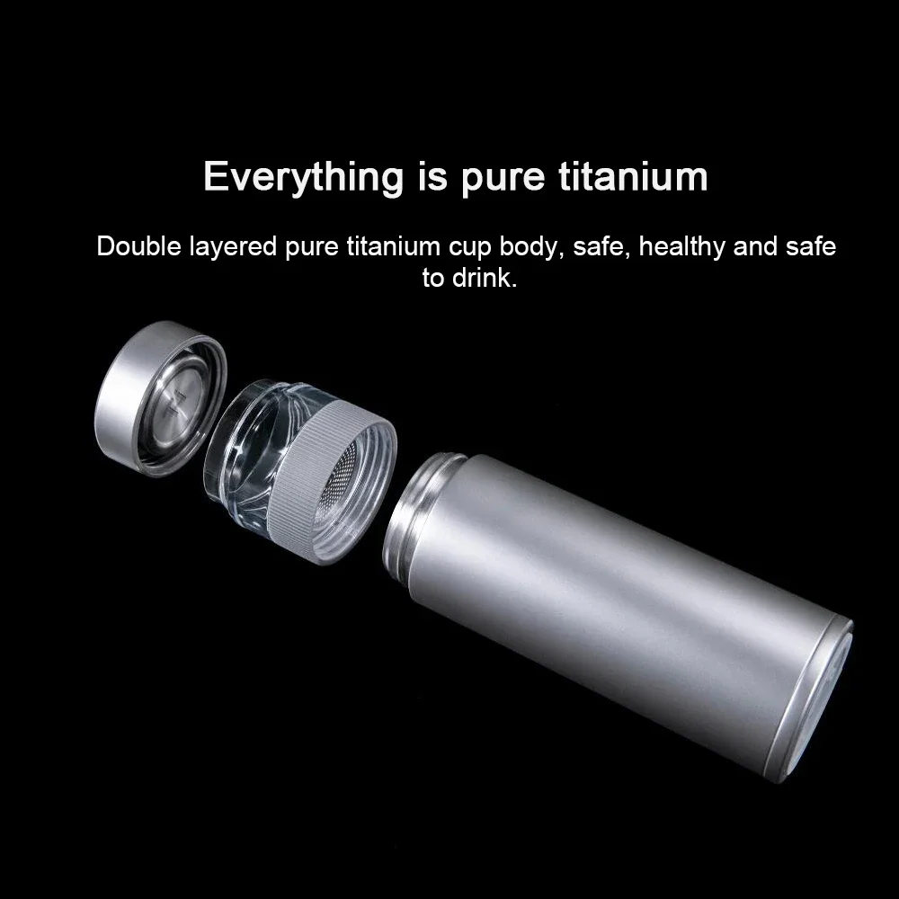 Funjia Pure Titanium Temperature Display Tea Separation Cup 520ML Capacity Portable Double-layer Thermos Cup 44℃ 6 Hours