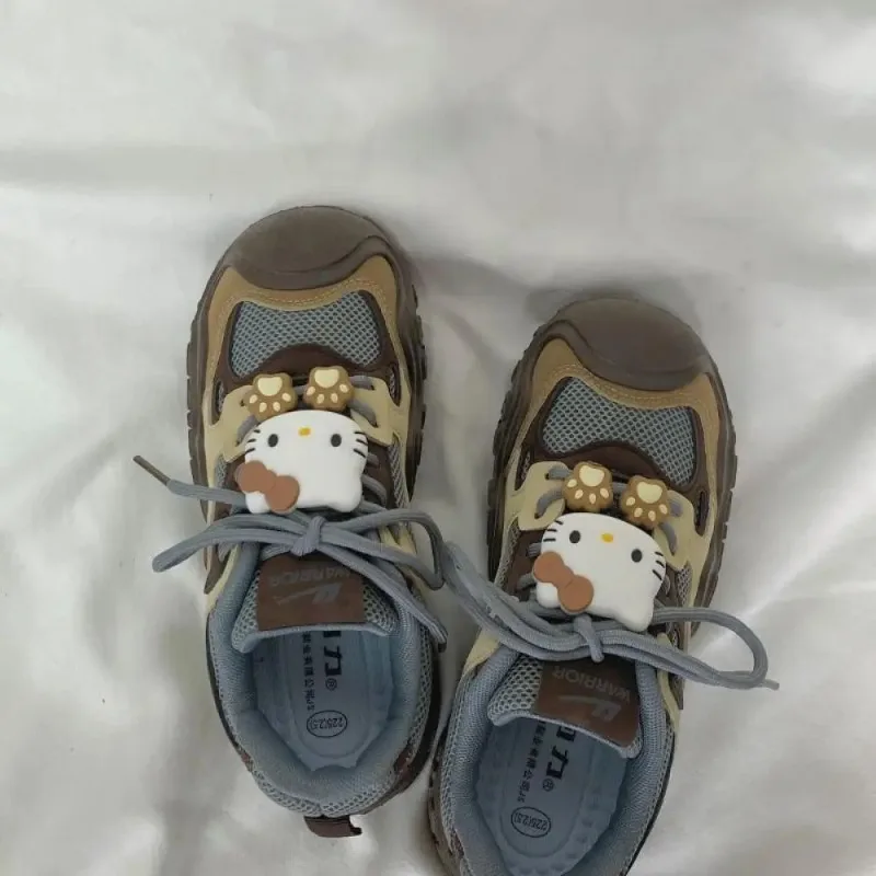 جديد أنيمي سانريو مرحبا كيتي النساء أحذية رياضية الكرتون لطيف طالبة عادية سميكة القاع حذاء قماش شبكة الأحذية هدية #3