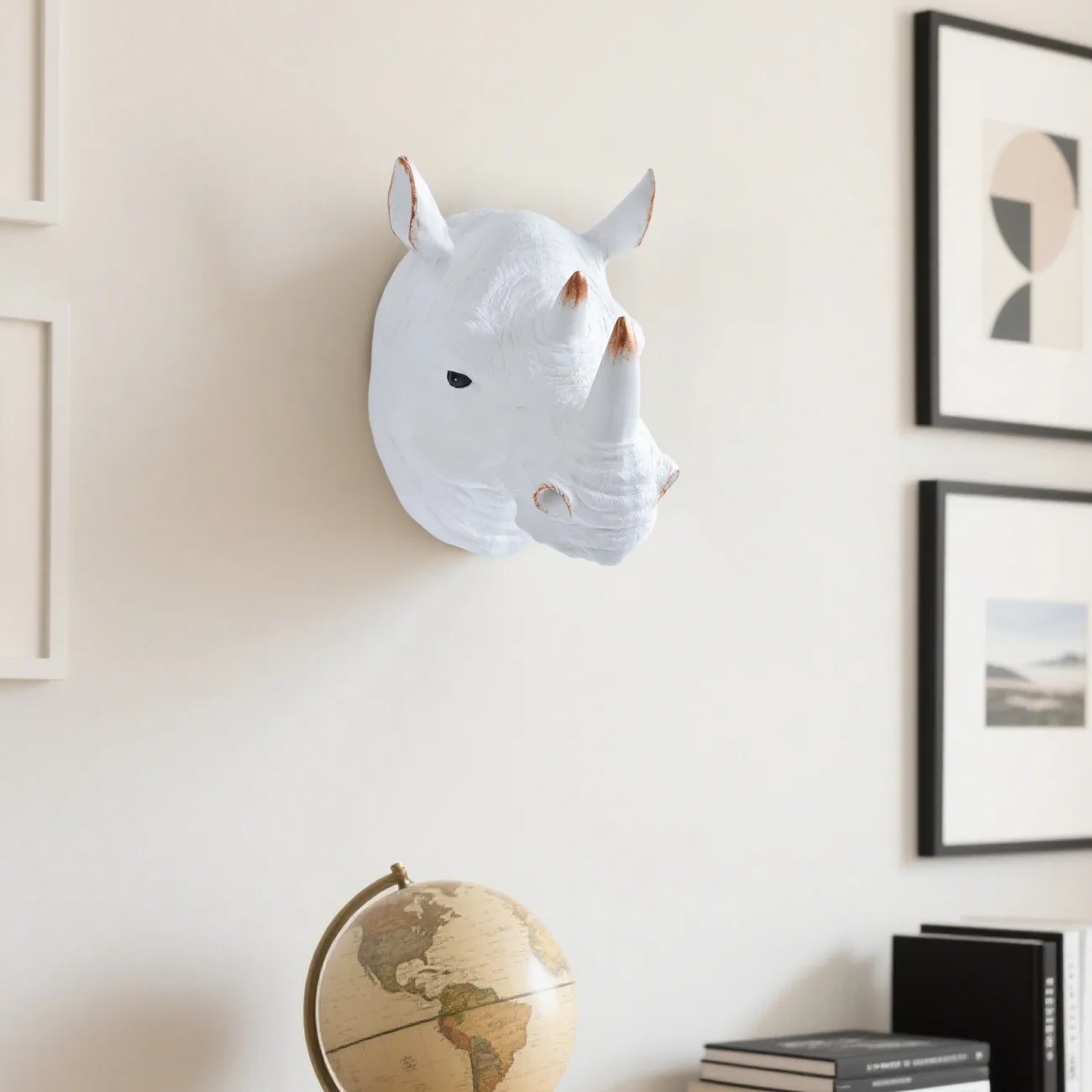 

Nordic Modern Rhinoceros Head Wall Decor Minimalist Animal Wall Mount for Home Bedroom or Office Stylish Wall Art Sculpture