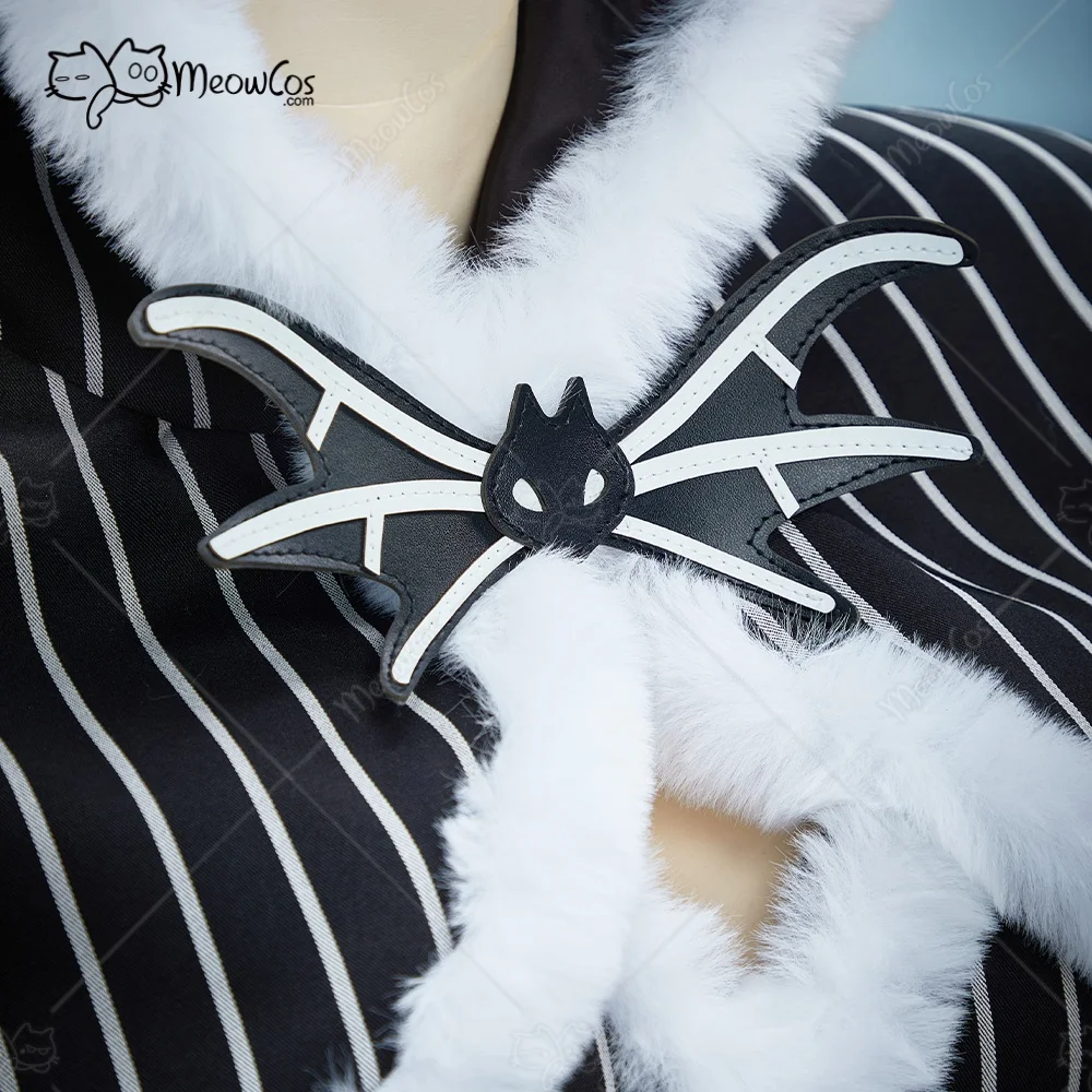 US Stock MEOWCOS Women's JACK Style Gothic Costume Striped Dress with Cloak and Sleeves Christmas Outfits Halloween Cosplay view 3