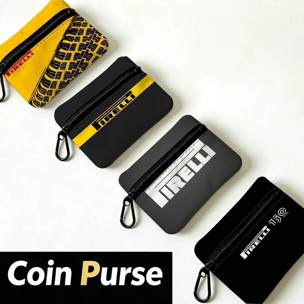P-Pirellis Tyres Oxford Fabric Zipper Pouch Lightweight Hanging Coin Wallet For Coins ID Cards Keys Lipstick Earbuds
