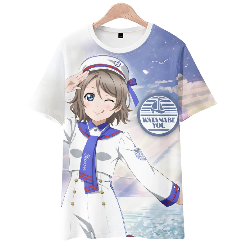 LoveLive Sunshine Water Group Aqours Around 3d Printing Woman Man Short Sleeve T-shirt Clothes Custom Anime Clothes