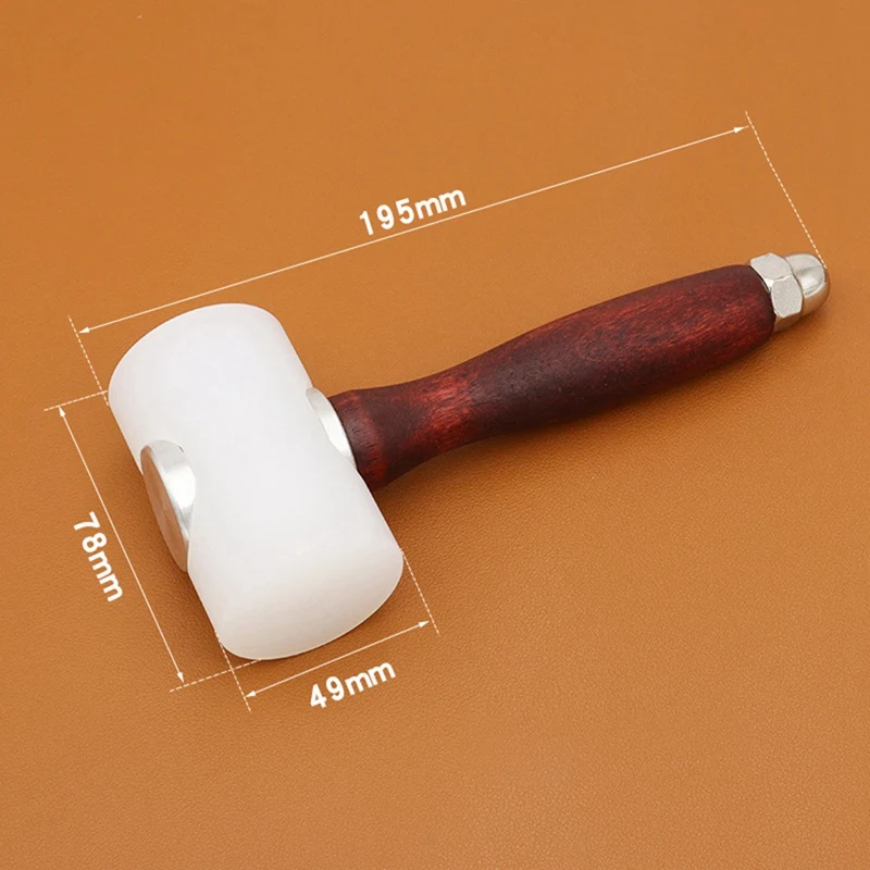 Wooden Handle Hammer Leather Carving Hammer Punching Printing Engraving Nylon Hammer DIY Handmade Leather Tools