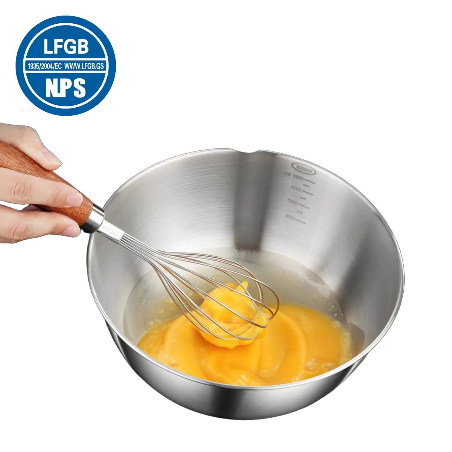 

LFGB Certification 304 Stainless Steel Salad Basin Ultra Thick Kitchen Fruit Washing Tool Food Container with Accurate Scale