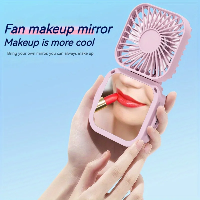 NEW Hanging Neck Fans With Vanity Mirror Outdoor Handheld Multifunction Fan Home Desktop Folding USB Rechargeable Mute Mini Fan