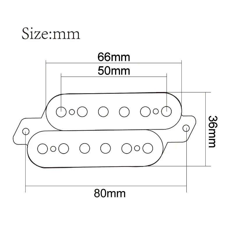 Fanned Fret 6-String Humbucker Pickup 4 Conductor Cable Output Coil Splitting N-7.5K/B-15K Headless Guitar Pickup Parts