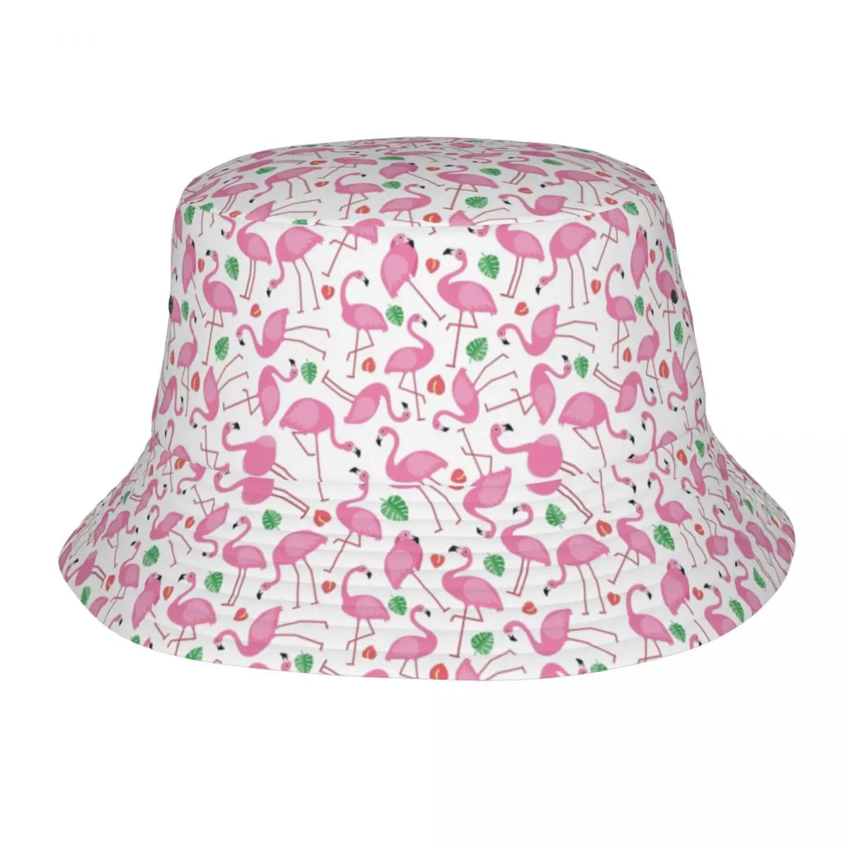 Custom Cute Flamingo Seamless Pattern Bucket Hat Women Men Fashion Summer Beach Sun Fisherman Cap