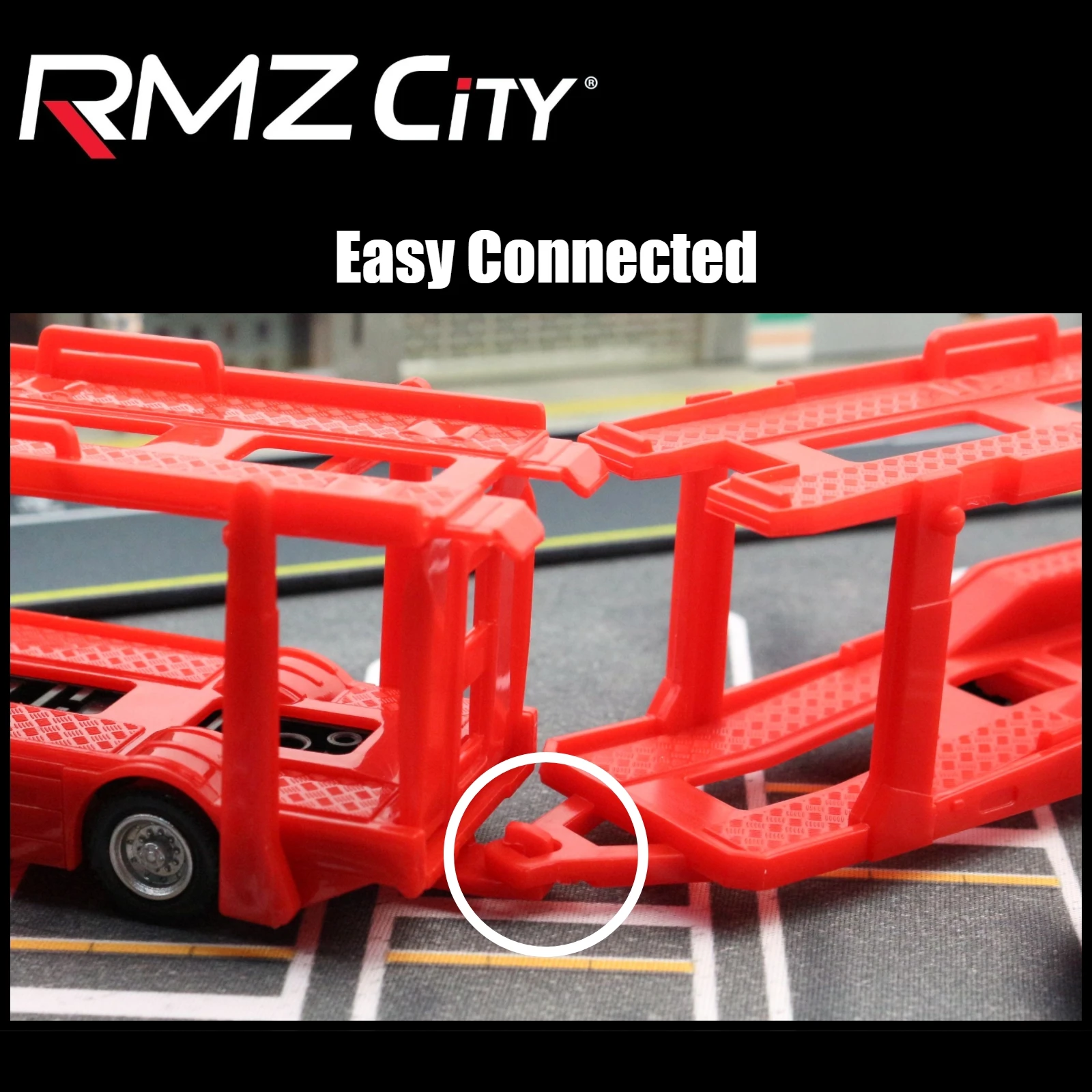 1/64 Car Play Set Toy For Children RMZ City 1:64 Scania Transporter Truck Low Trailer Miniature Model with Traffic Signs Boys