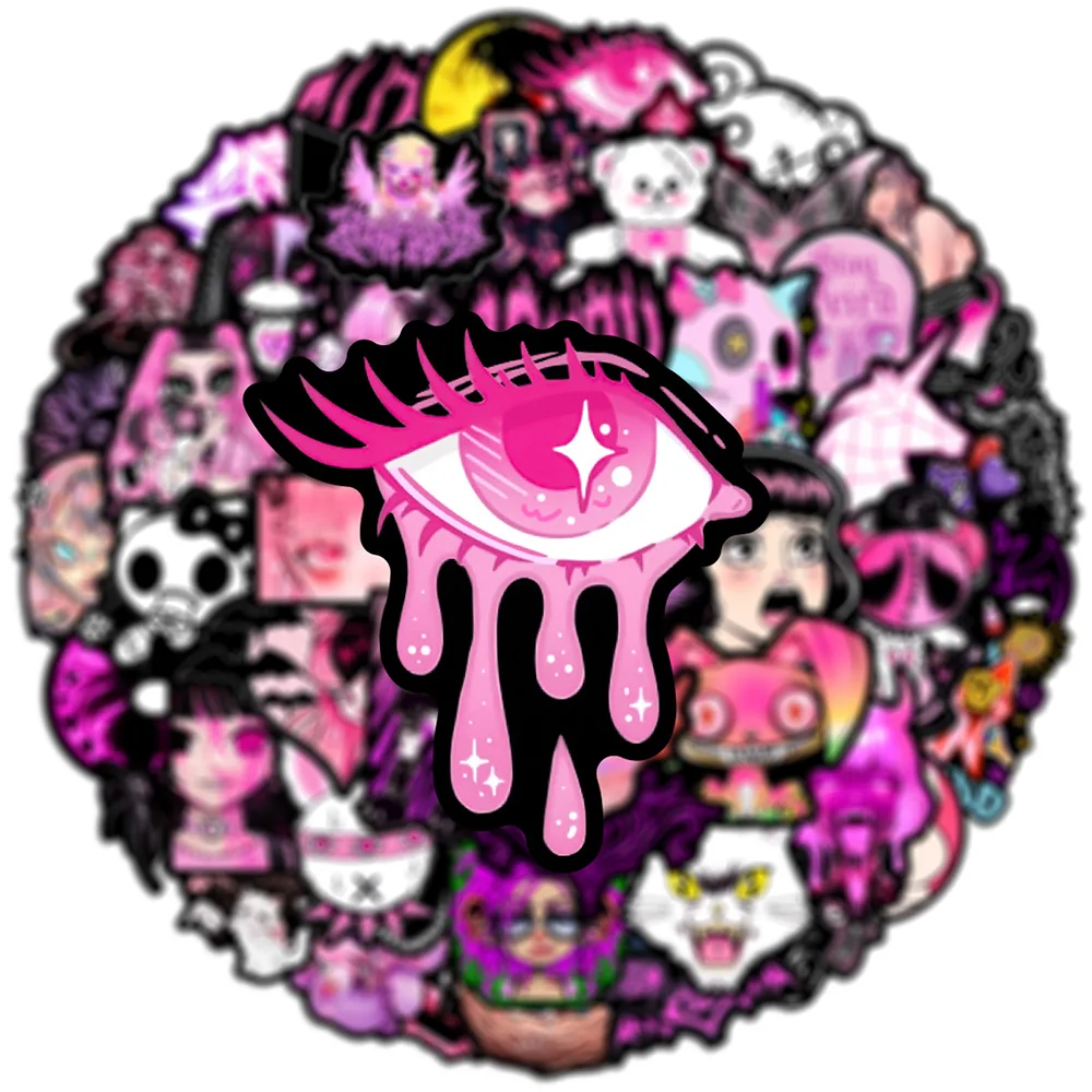 10/30/50pcs Pink Black Gothic Cool Girl Stickers Horror Skull Decal Phone Laptop Car Decorative DIY for Waterproof Sticker Toy