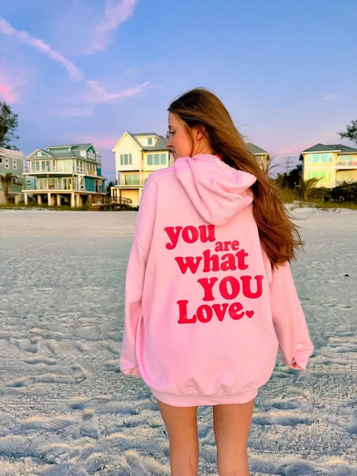 Winter Velvet Hoodie Wish You Were Here Letter Printed Casual Hoodie Pocket