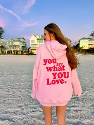 Winter Velvet Hoodie Wish You Were Here Letter Printed Casual Hoodie Pocket