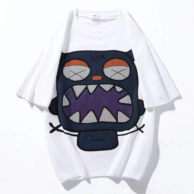 

Parent child clothing children's clothing contrast color cartoon printed short sleeve T-shirt casual 2022 summer half sleeve top