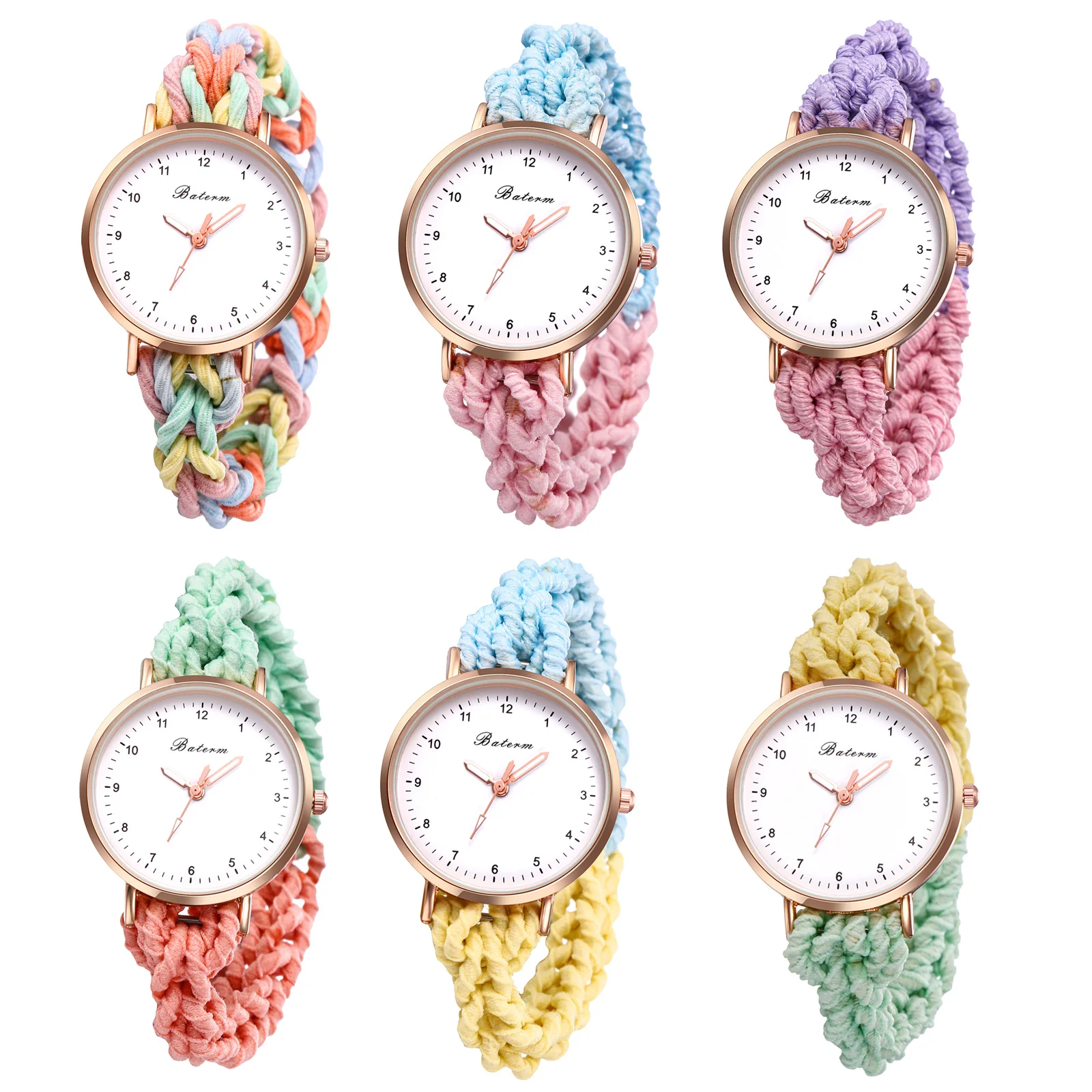 LANCARDO Quartz Braided Scrunchie Watch Elastic Rope Watch Digital Dial Women Multi-functional Ultra-thin Student Bracelet Watch