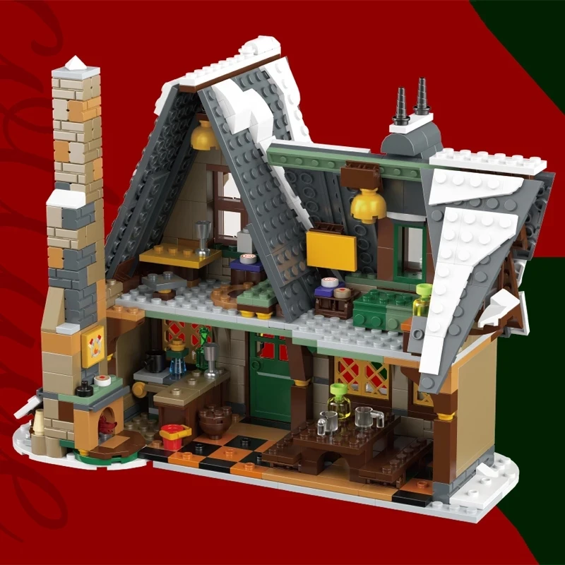 Mold King-décennie s de construction de chalet de Noël pour enfants, jouets du père Noël, assemblage de maison d'hiver, MOC, cadeaux de Noël, 16049