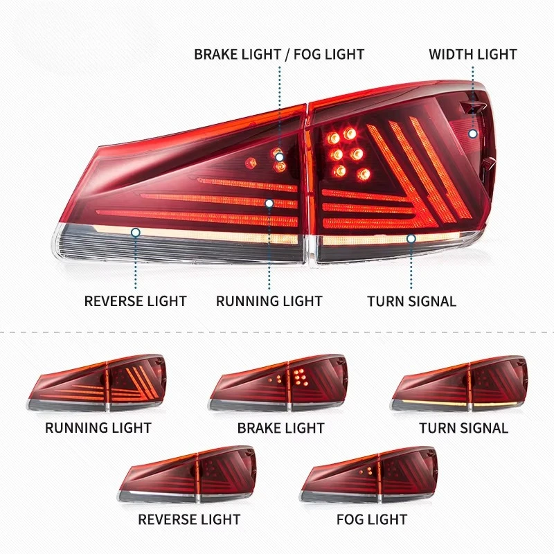 Taillight Aftermarket LED Rear Tail Lights Bar for Lexus IS 250 350 F 2006 2007 2008 2009 2010 2011 2012