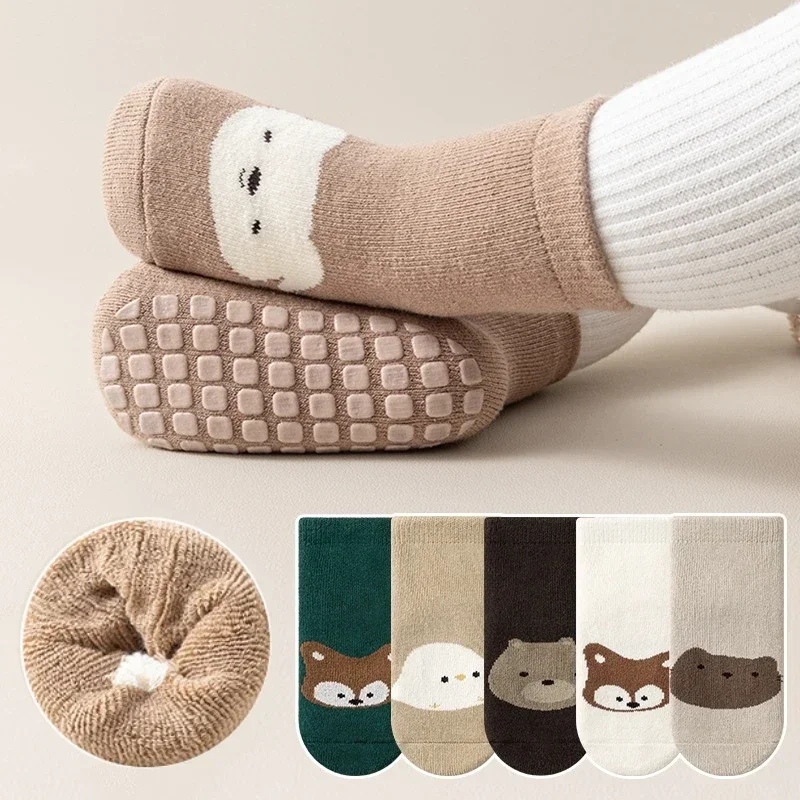 

Thicken Winter Sock Baby Boy Girl Anti-Slip Floor Socks Infant Kids Trampoline Shoes Children Thermal Sports Mid Calf Long Socks