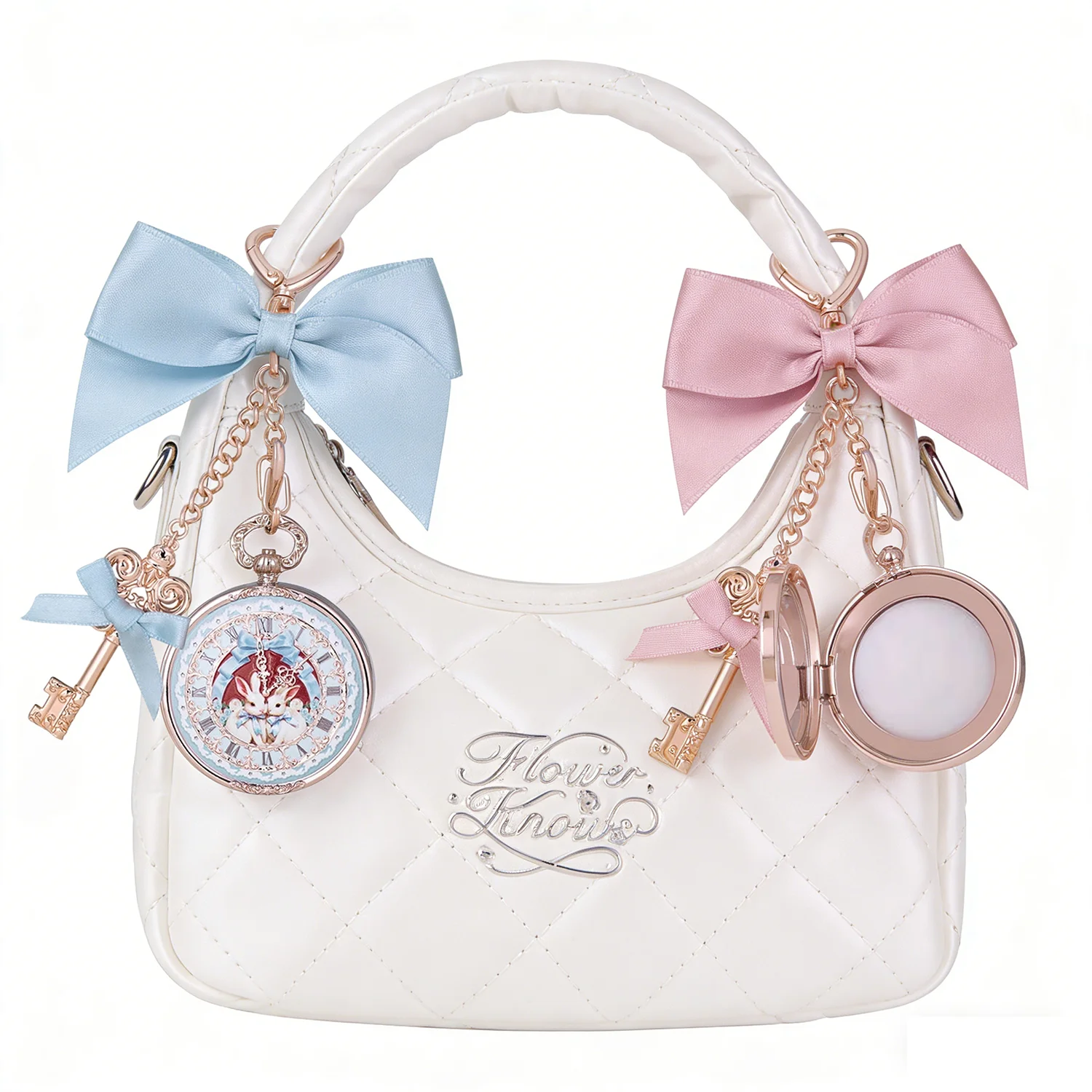 Flower Knows Bunny Garden Collection Lip Balm Vintage Pocket Watch Style Portable Bag Charm Moisturizing Lip Care Makeup