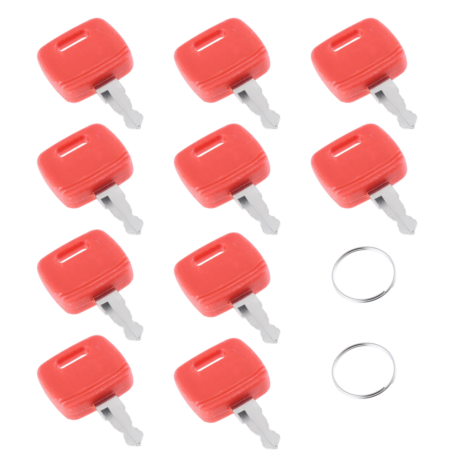 10pcs Ignition Keys w/ 2 Keychains Fit For Farm Tractors 110 TLB 3120 Sprayers Crawler Loaders Telehandlers Tractors Accessories