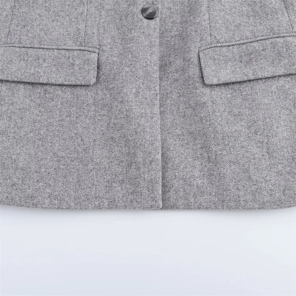 Taop&Za's nieuwe 2024 dames eenvoudige casual mode wollen mix twill één graan knop commuter colbert