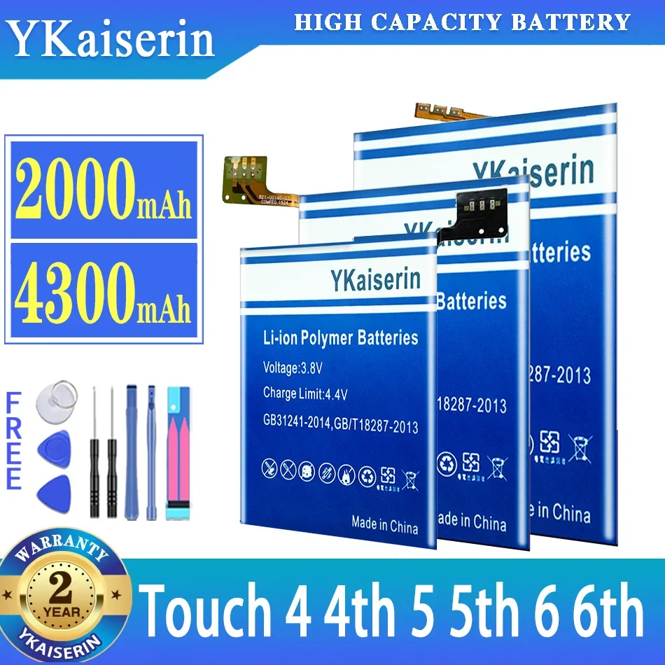 

Аккумулятор YKaiserin для iPod Touch 4, 4 5, 5, 6, 6, 6th Touch4, Touch5 Touch6, аккумулятор + бесплатные инструменты