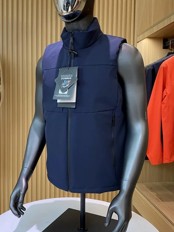 

Thiened Outdoor Workwear Cotton Vest Men's Winter New Sle Windproof Stand Collar Trendy Zipper Decoration Stand Fit