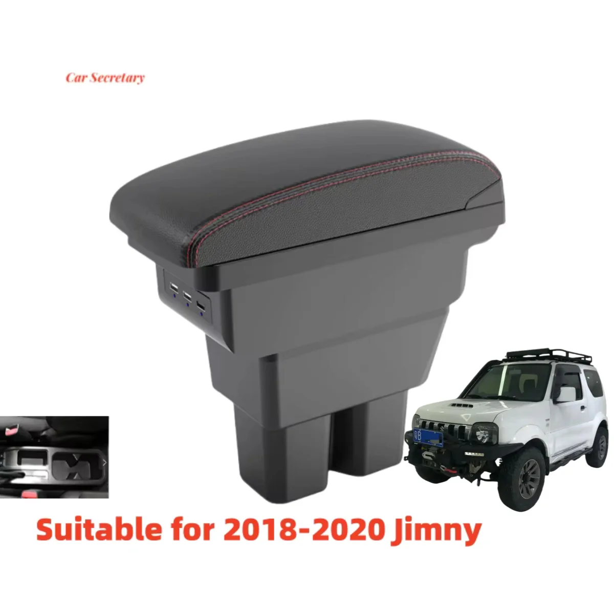 

Suitable for 2018-2020 Jimny armrest box JB74 interior modification Suzuki new Jimny central Armrest box with 3 charging ports