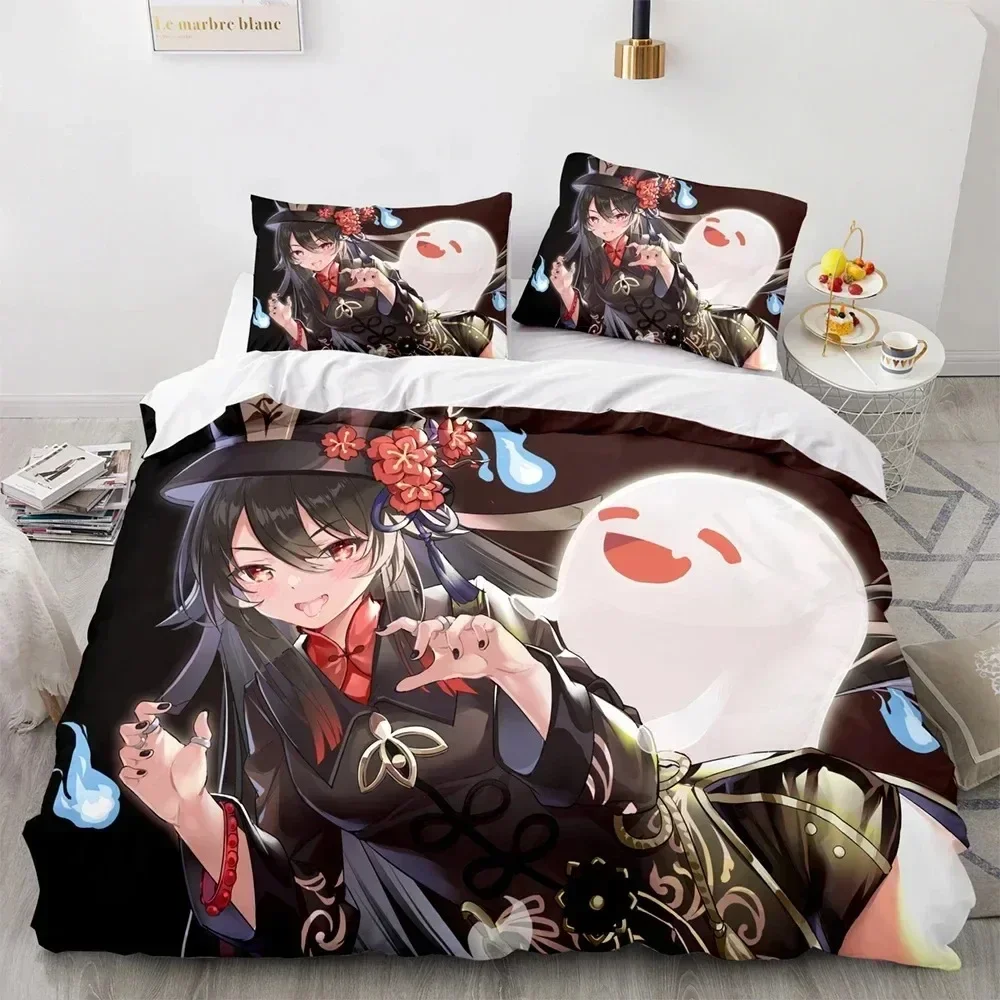 

3D print Genshin Impact Bedding Set Single Twin Full Queen King Size Game Anime Bed Set Adult Kid Bedroom Duvet cover Sets