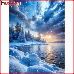 Huacan 5D Diamond Painting Cross Stitch Winter Tree Mosaic Landscape Diy Diamond Embroidery Full Snow Picture Of Rhinestones