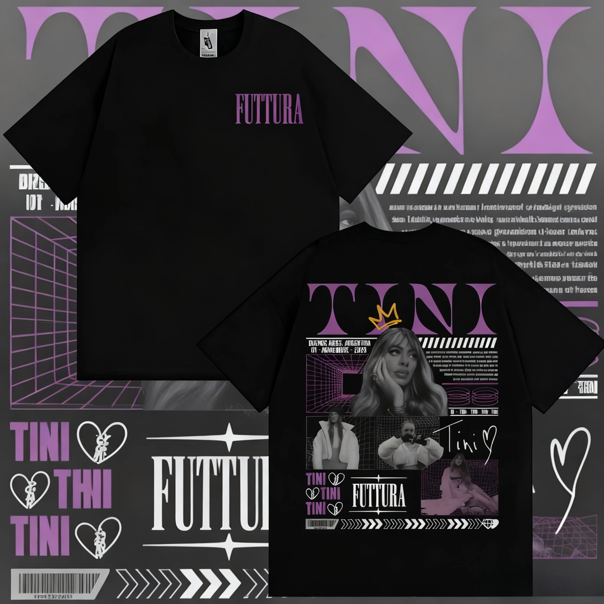 تي شيرت Tini Stoessel لألبوم المستقبل 2025 منتج جولة: تي شيرت هيب هوب للرجال والنساء 2025-26 صيفي من القطن الخالص 100%