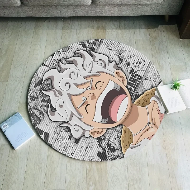 One Piece Flannel Round Floor Mats Anime Luffy Chopper Zoro Non-slip Carpet Cartoon Living Room Kitchen Bath Rug Home Decor Gift