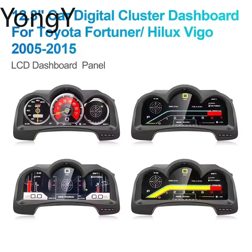 12.3 Inch Digital Cluster For Toyota Fortuner/ Hilux 2005-2015  Dashboard Virtual Cockpit Instrument Auto Speed Meter Dash Panel