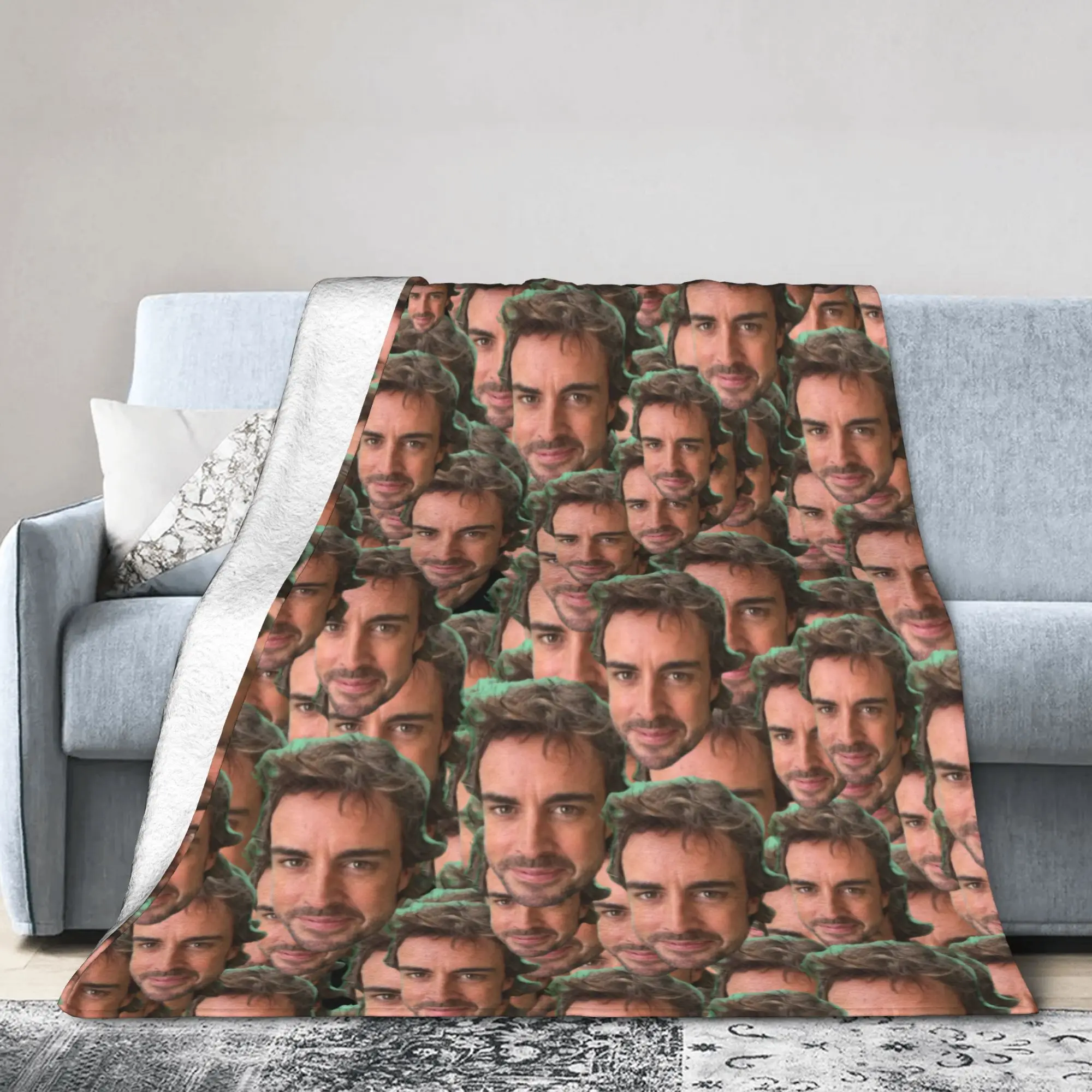 فرناندو ألونسو مضحك الوجه البطانيات الصوف الشتاء المحمولة سوبر الدافئة رمي بطانية للفراش الأريكة المفرش #2