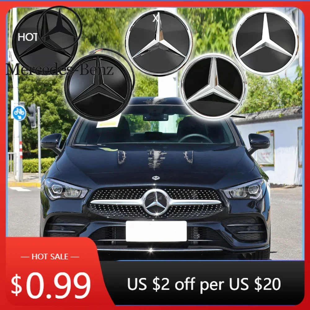 

Car Sticker Front Grille Star Logo 3D Mirror Emblem With LED Lighting Chrome Silver Glossy Matte Black For Mercedes Benz SL400 S