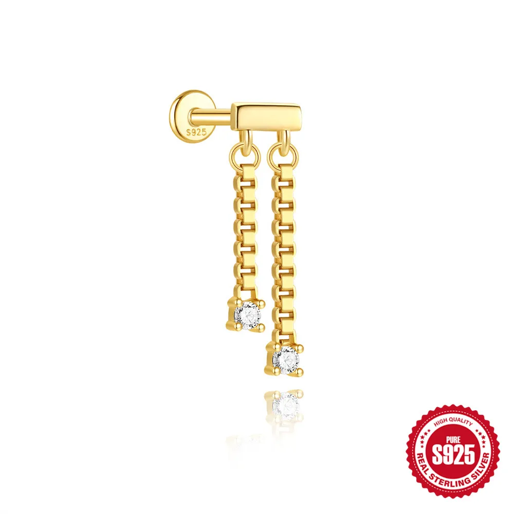 CANNER 1 ST 925 Sterling Zilver Achtpuntige Ster CZ Piercing Oorbel Voor Vrouwen Ins Kwastje Ketting Stud oorbel Party Fijne Sieraden