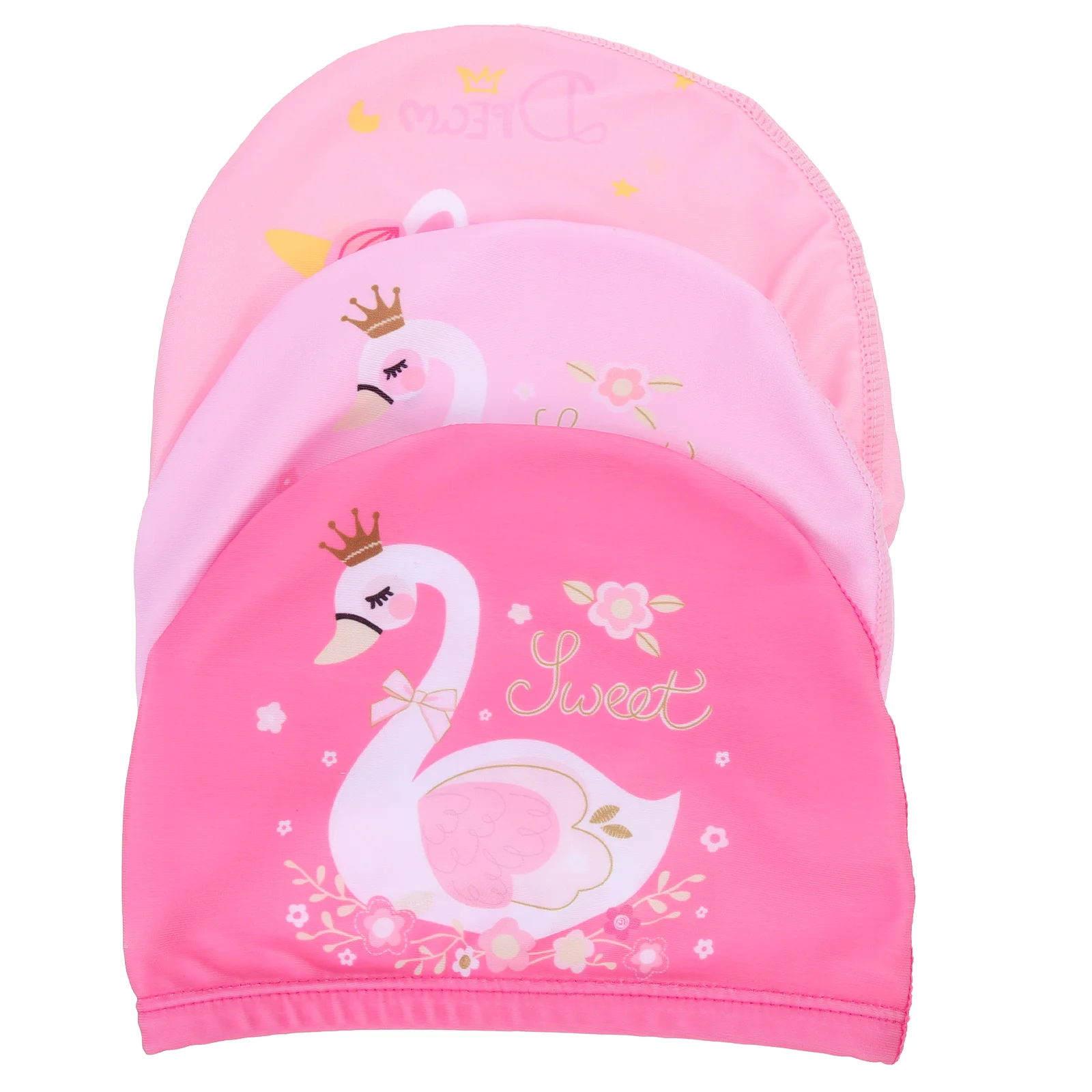 Bath Accessories for Kids Swimming Cap Polyester Caps Elastic Shower Hat Pink Girl Child