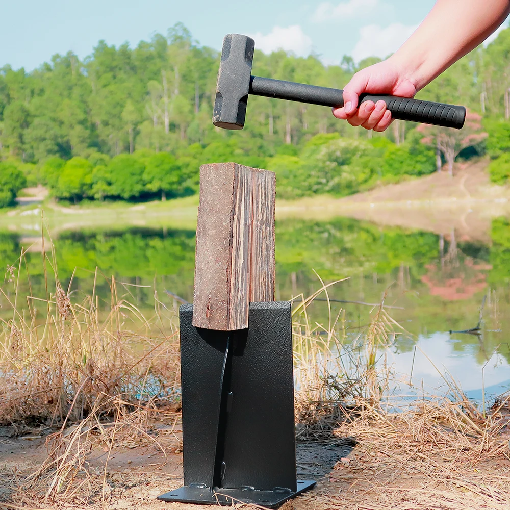 Log Firwood Splitter, Manual High-Carbon Steel Wood Splitting Wedge for Wood Stove Fireplace and Fire Pits, Black
