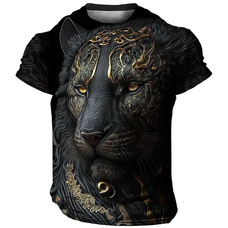 

Oversized Men's T-Shirt 3D Lion Print Tees Tops Summer Casual Mens Animal Pattern T Shirt Streetwear Quick Dry Fashion Clothes