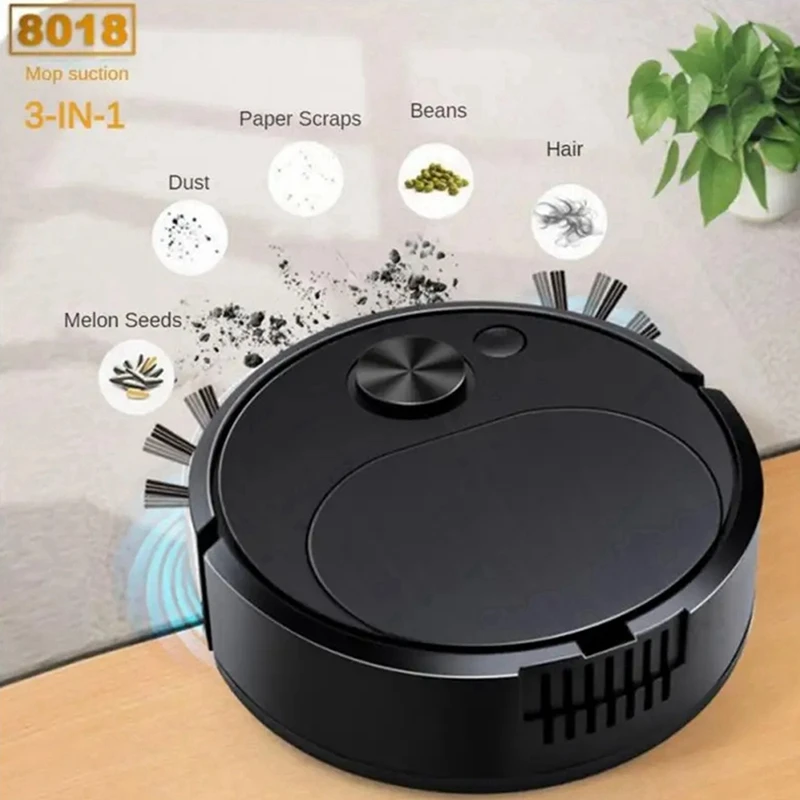ABBK Robot Vacuum Cleaner, Automatic Smart Sweeping Mopping 3-in-1, 1800PA Strong Suction USB Charging, Quiet Mini Robotic